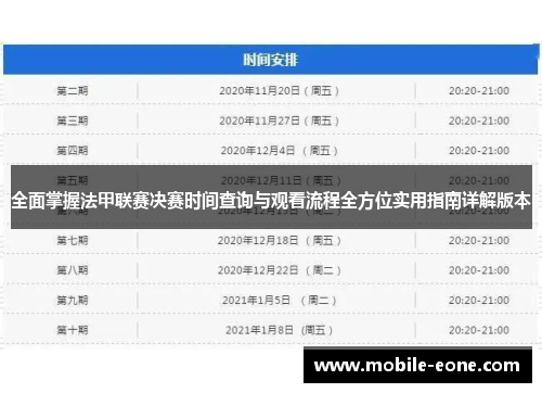 全面掌握法甲联赛决赛时间查询与观看流程全方位实用指南详解版本