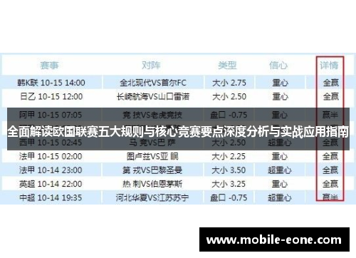 全面解读欧国联赛五大规则与核心竞赛要点深度分析与实战应用指南